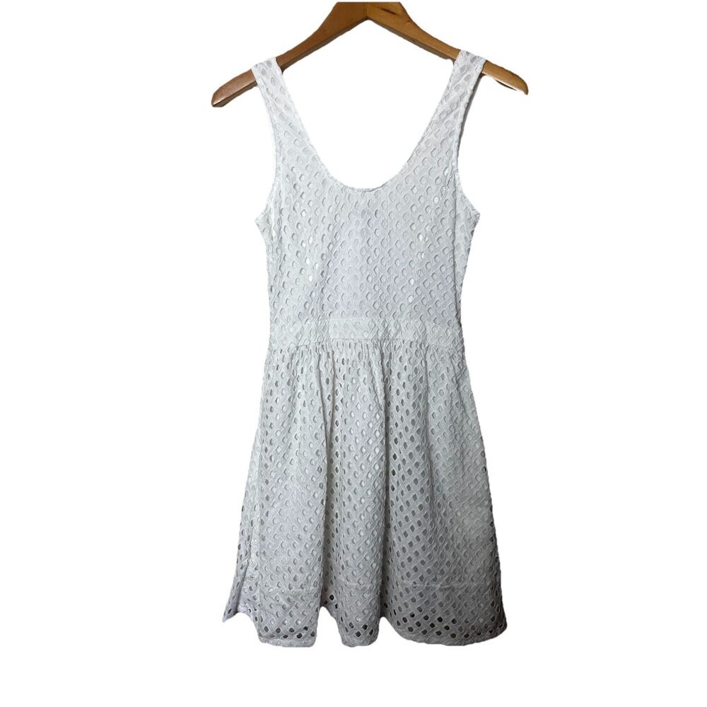 Joie Natrina White Eyelet Cotton Dress Sleeveless A-Line Scoop Neck Pockets XS - Picture 5 of 7